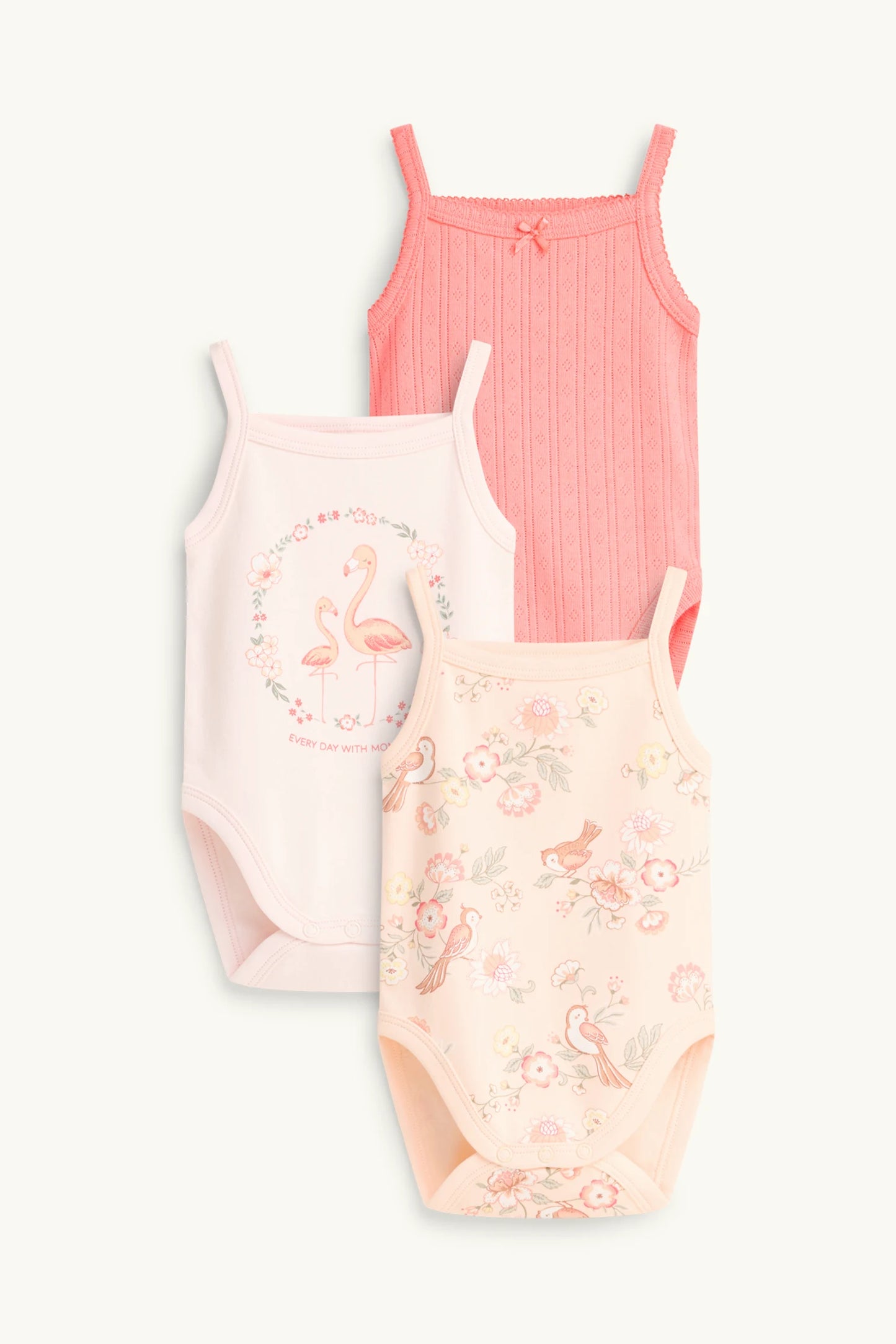Multipack of 3 - little bird and flowers - baby bodysuit