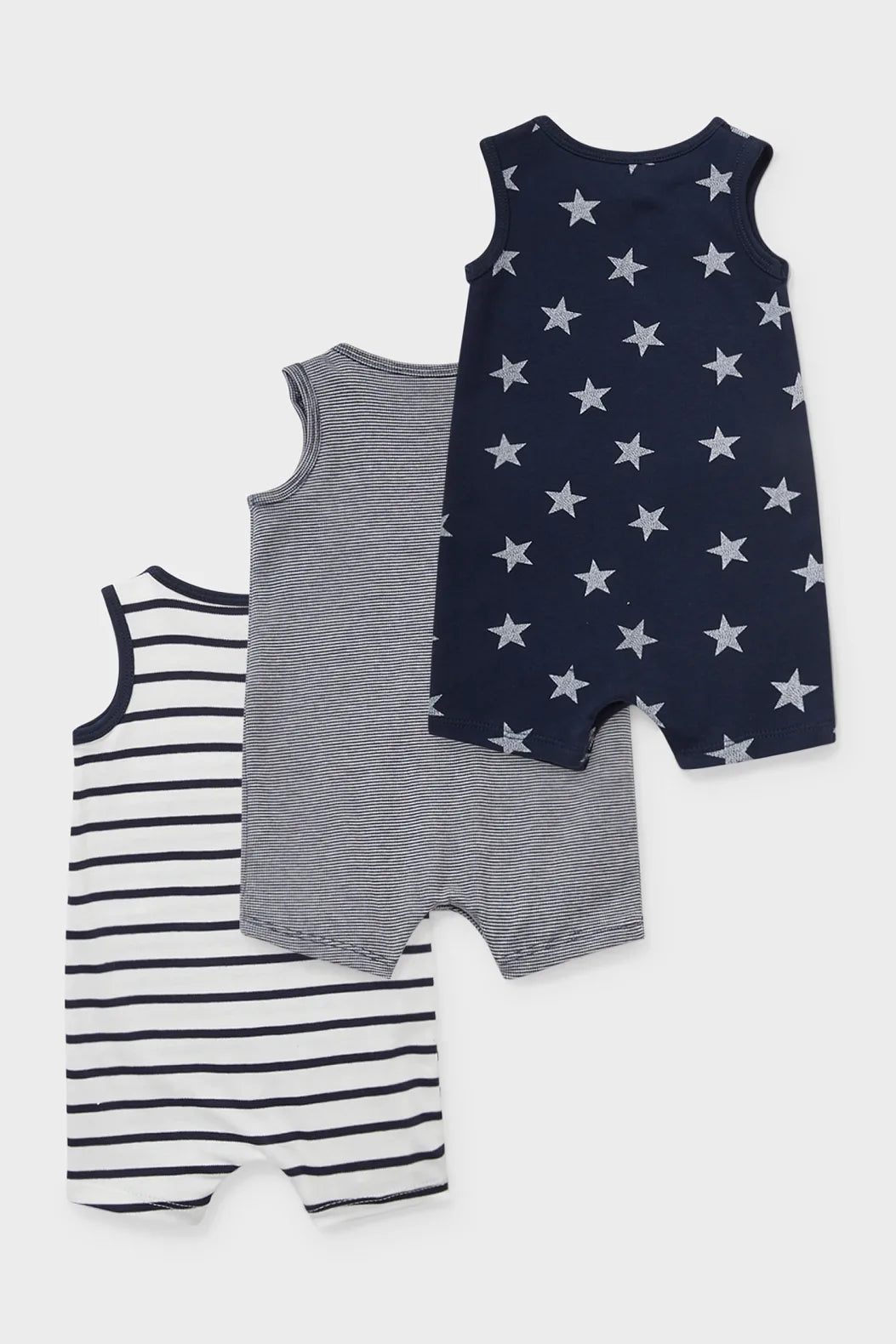 Pack of 3 Rompers - Navy stars - 2/3 months