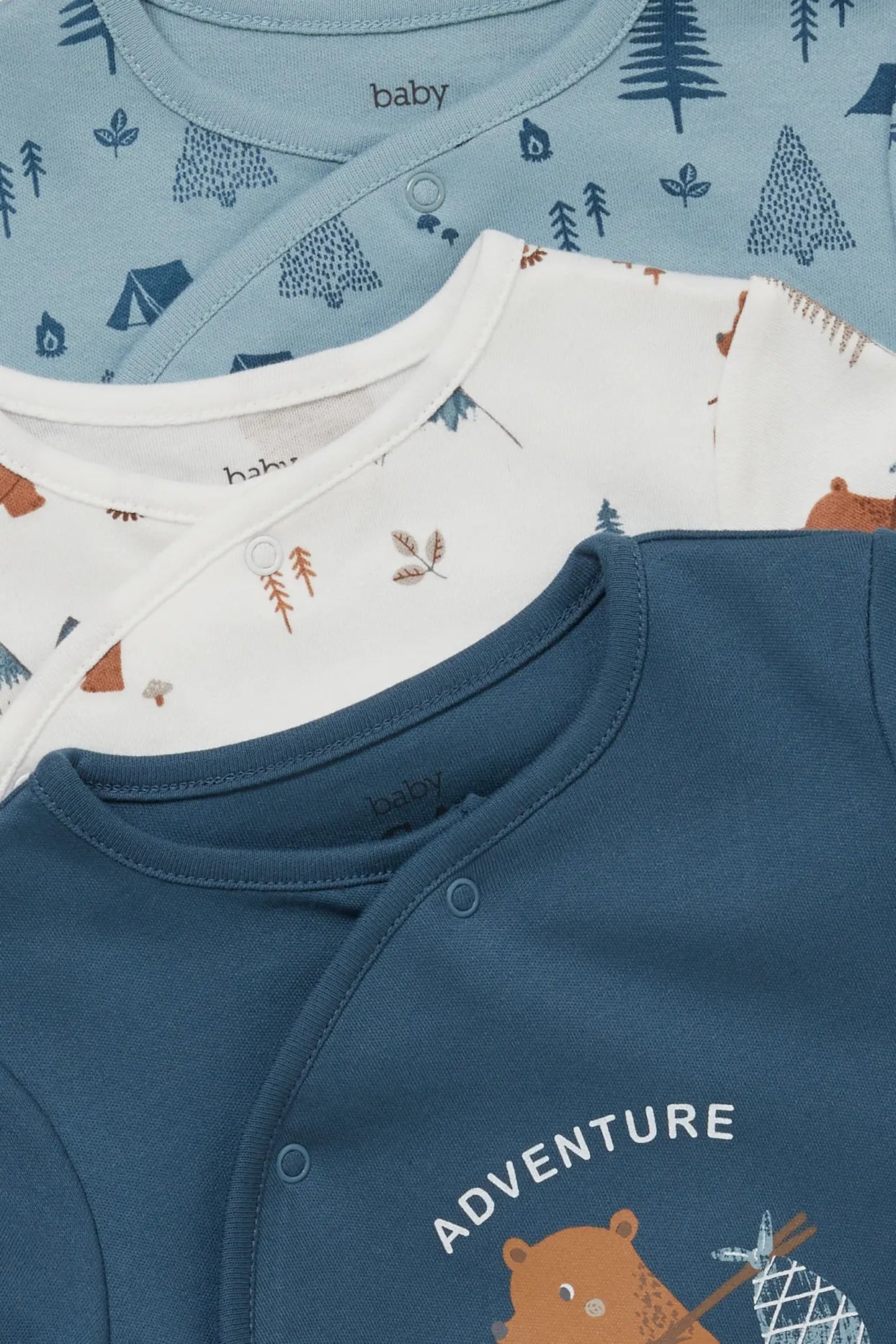 Pack of 3 baby Sleepsuits - Navy Bear - 6/9 Months