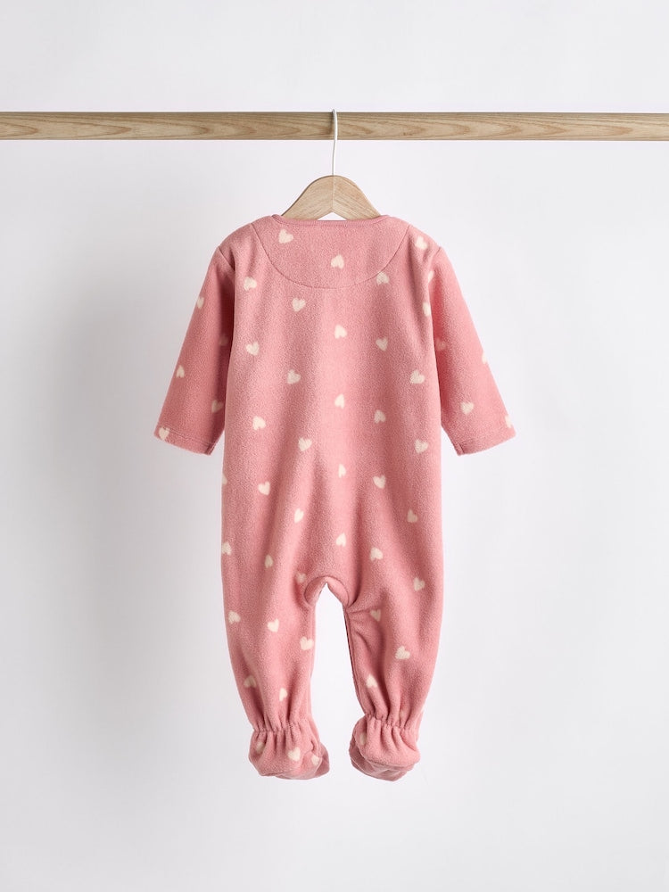2 Pack Baby Microfleece Sleepsuits - Pink