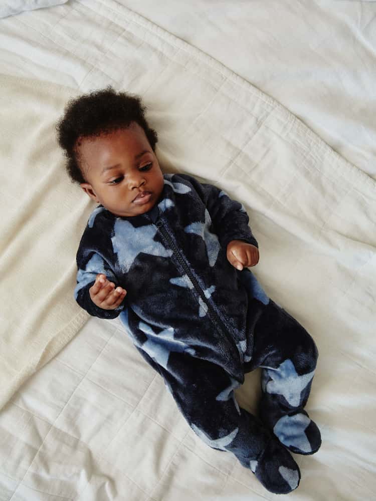 Baby Zip Fleece Sleepsuit - Blue Star