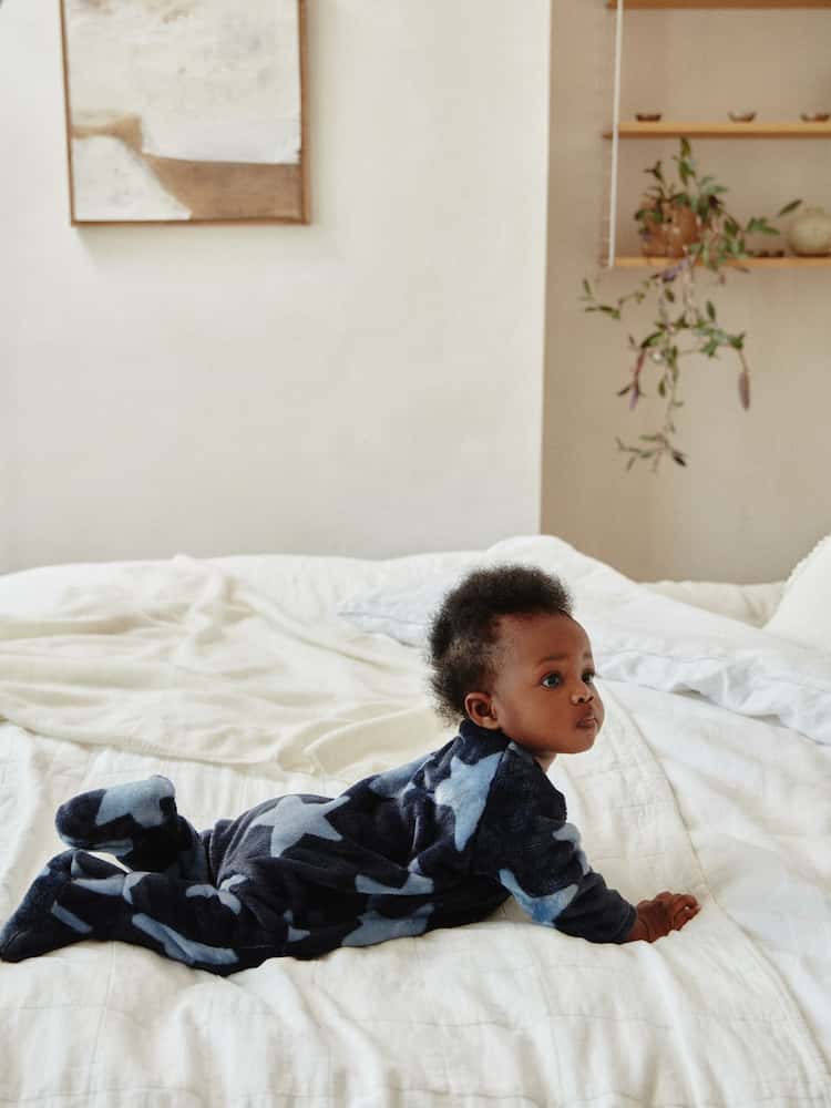 Baby Zip Fleece Sleepsuit - Blue Star