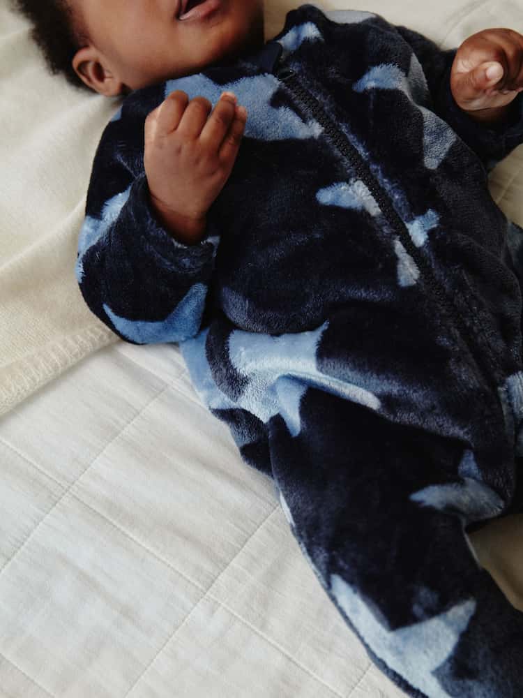 Baby Zip Fleece Sleepsuit - Blue Star