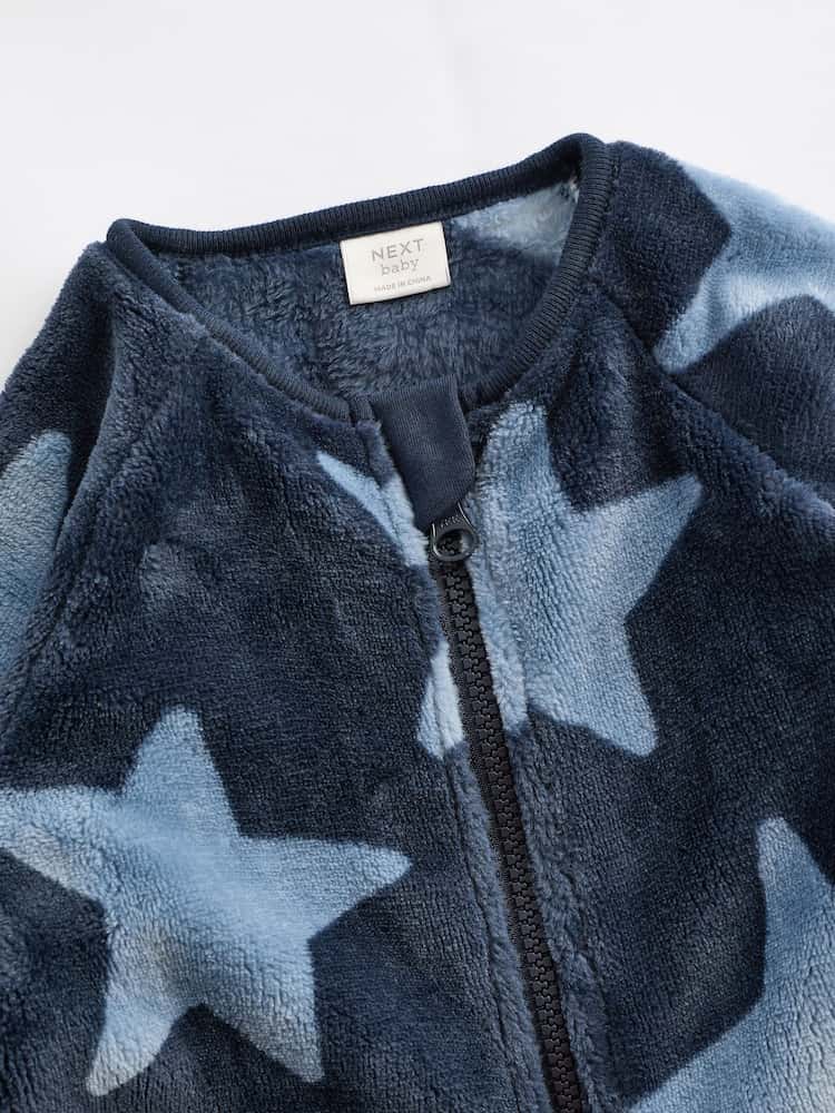 Baby Zip Fleece Sleepsuit - Blue Star