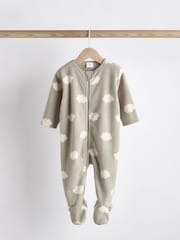 2 Pack Baby Microfleece Sleepsuits - Sage Green
