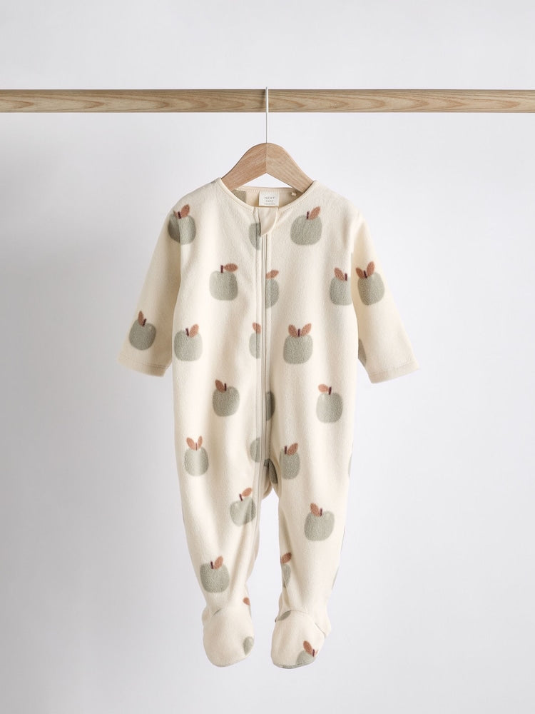 2 Pack Baby Microfleece Sleepsuits - Sage Green