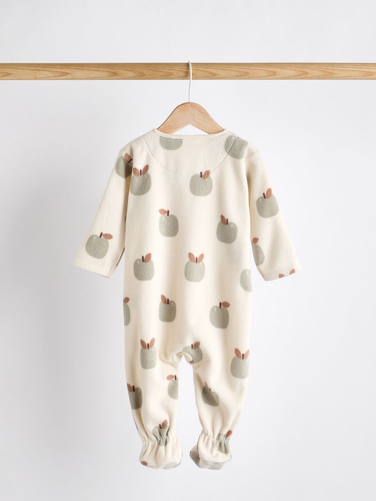 2 Pack Baby Microfleece Sleepsuits - Sage Green