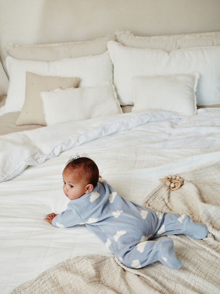 2 Pack Baby Microfleece Sleepsuits - Blue Star
