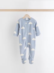 2 Pack Baby Microfleece Sleepsuits - Blue Star