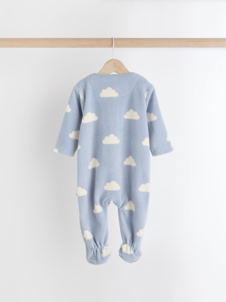 2 Pack Baby Microfleece Sleepsuits - Blue Star