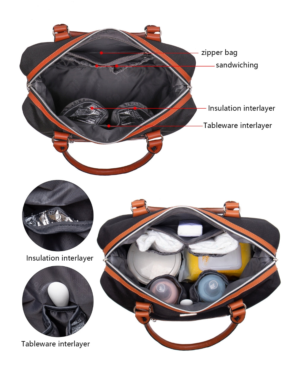 Lequeen Diamond 7TH Edition Waterproof Original Mommy Bag – Shoulder Black - Black