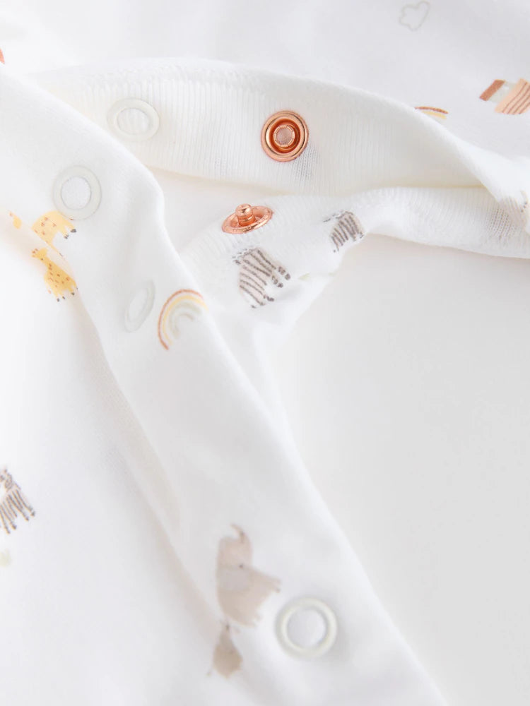 Baby Cotton - 5 Piece Set - 2 Sleepsuit, Bodysuit, Beanie and Bib (0/3 months)