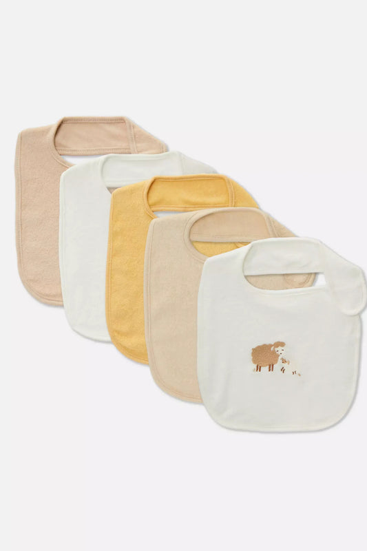 Pack of 5 towelling bibs - Sheap