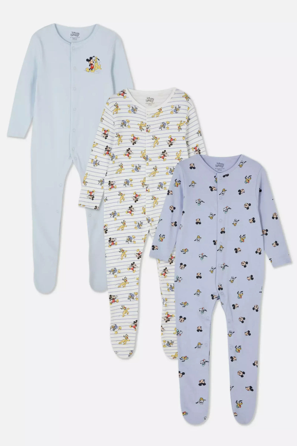Mickey Mouse & Pluto - Pack of 3 sleepsuits