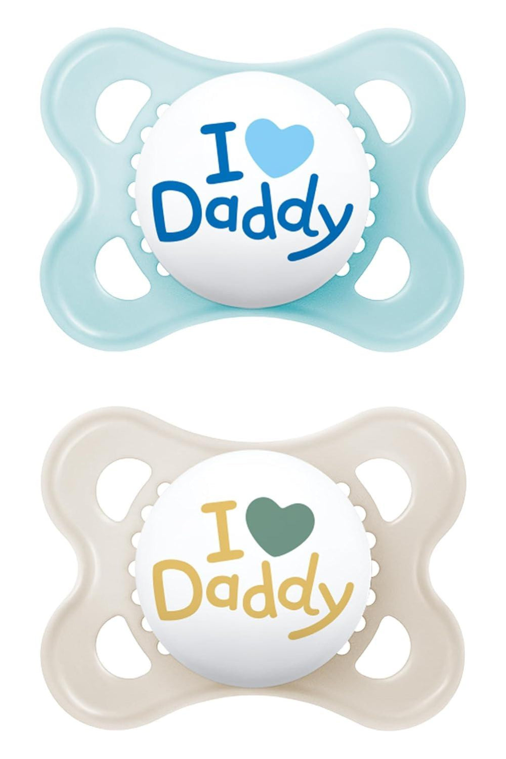 MAM Original - Pack of 2 Skin Soft Silicone Pacifiers - 0-6 Months - Blue/Daddy