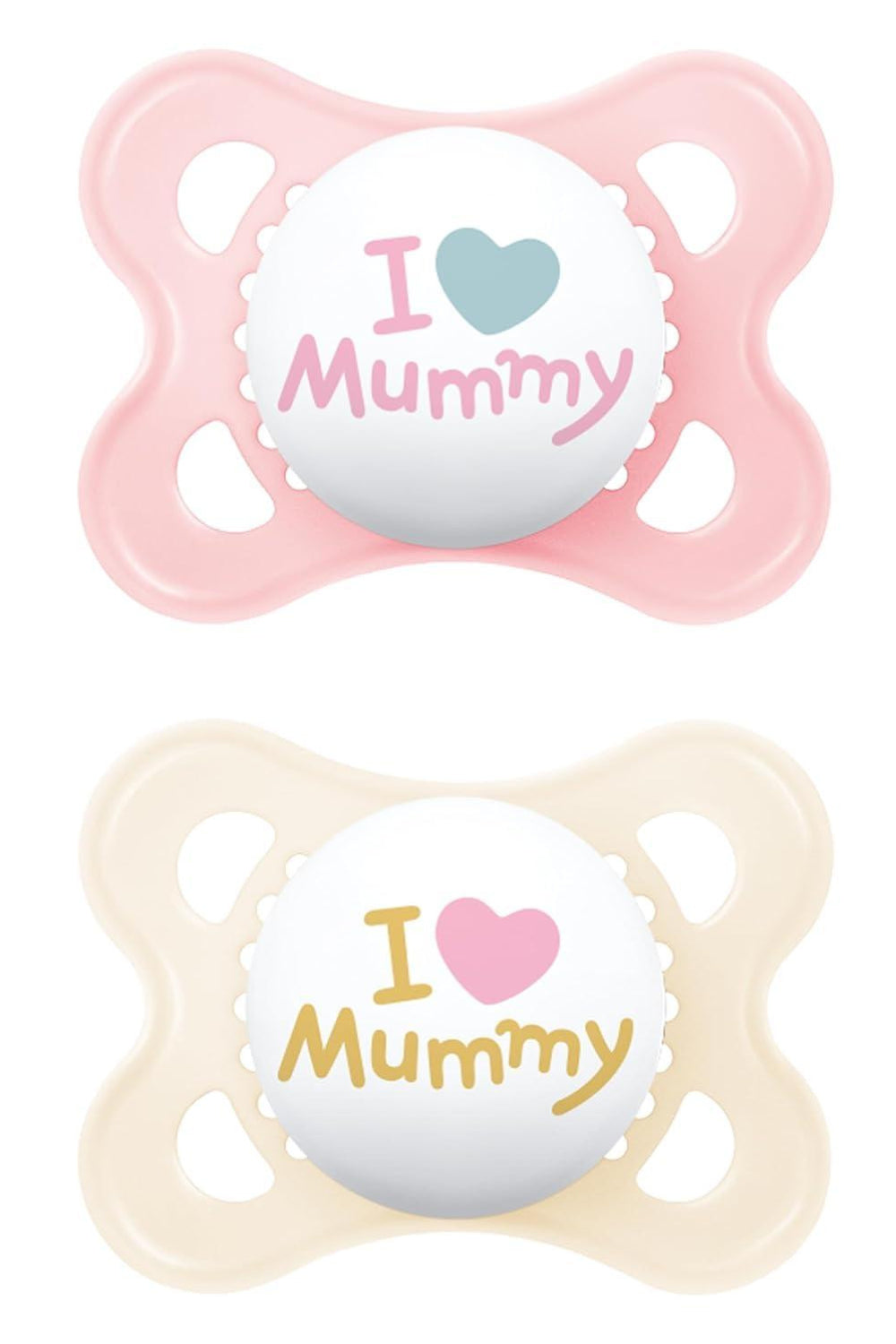 MAM Original - Pack of 2 Skin Soft Silicone Pacifiers - 0-6 Months - Pink/Mummy