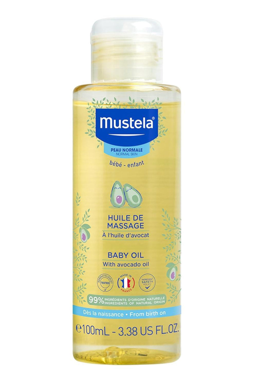 Mustela Moisturizing Oil for Massage - with Natural Avocado - 100ml