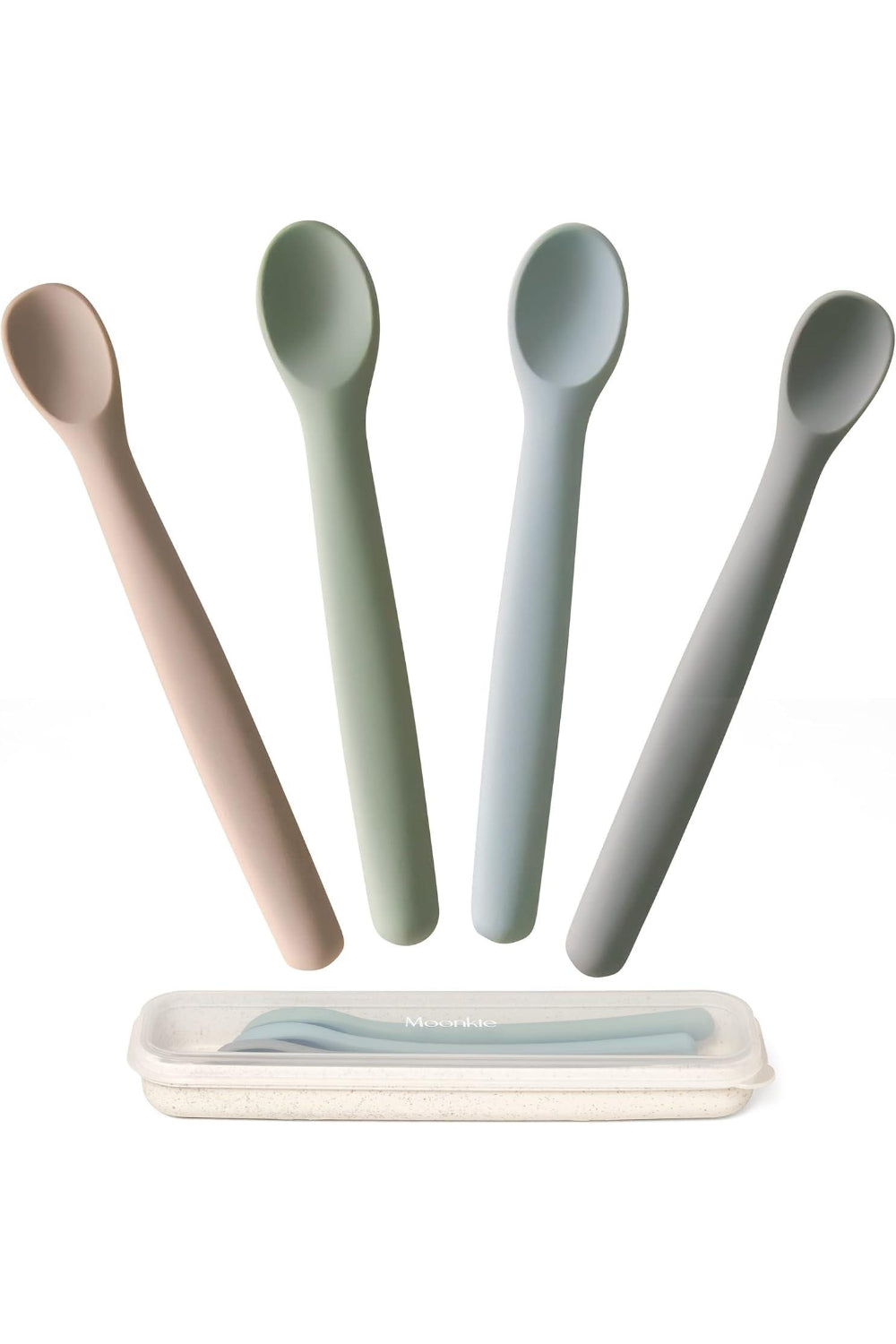 Silicone Baby Spoons, Set of 4, Soft Tip - Earthy Harmony