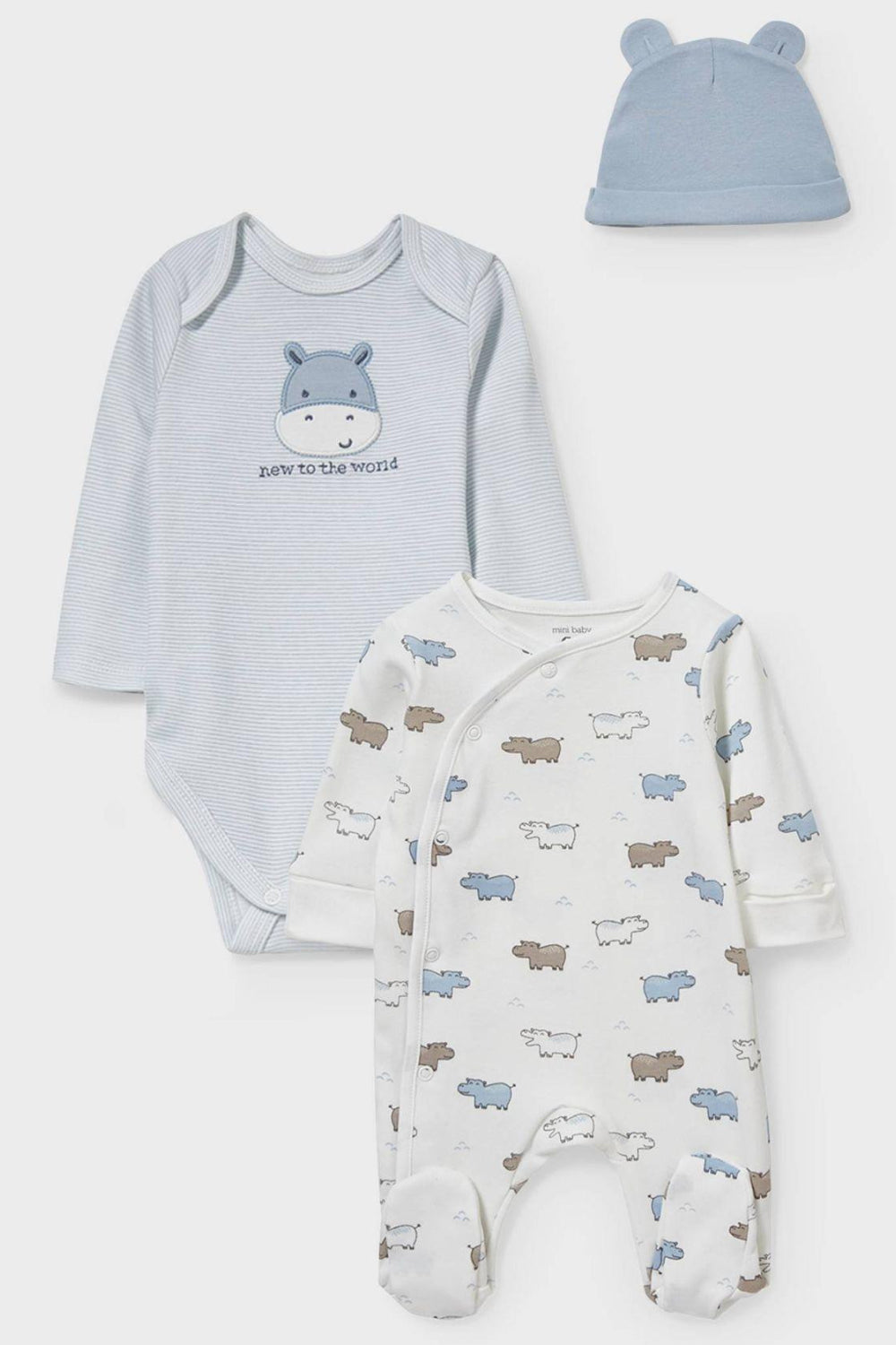 New to the world - Blue - 3 pieces baby set