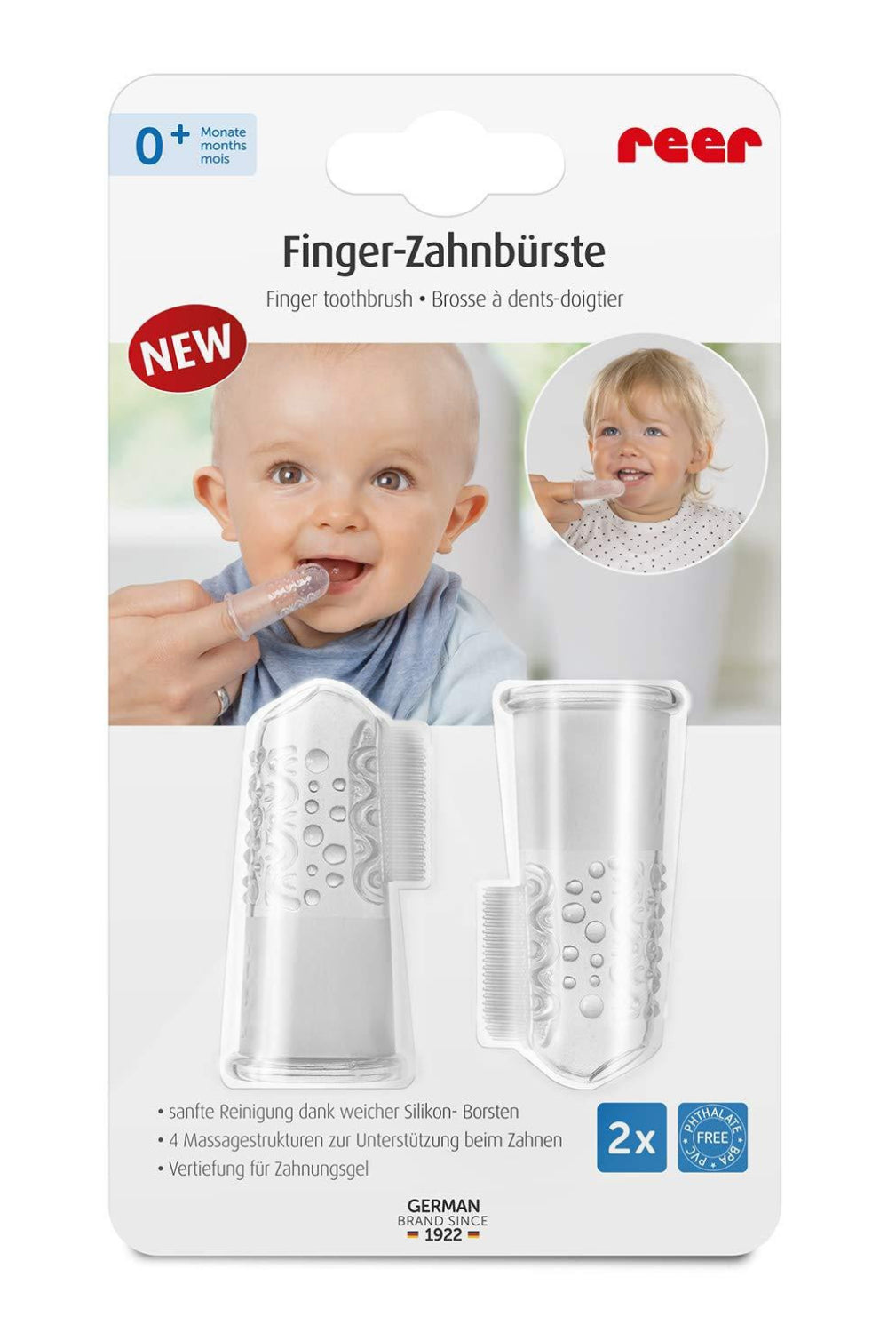 Reer Pack of 2 Baby Silicone Toothbrush