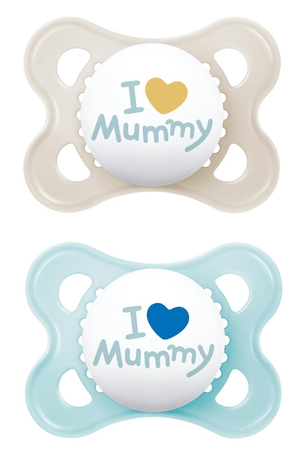 MAM Original - Pack of 2 Skin Soft Silicone Pacifiers - 0-6 Months - Blue/Mummy