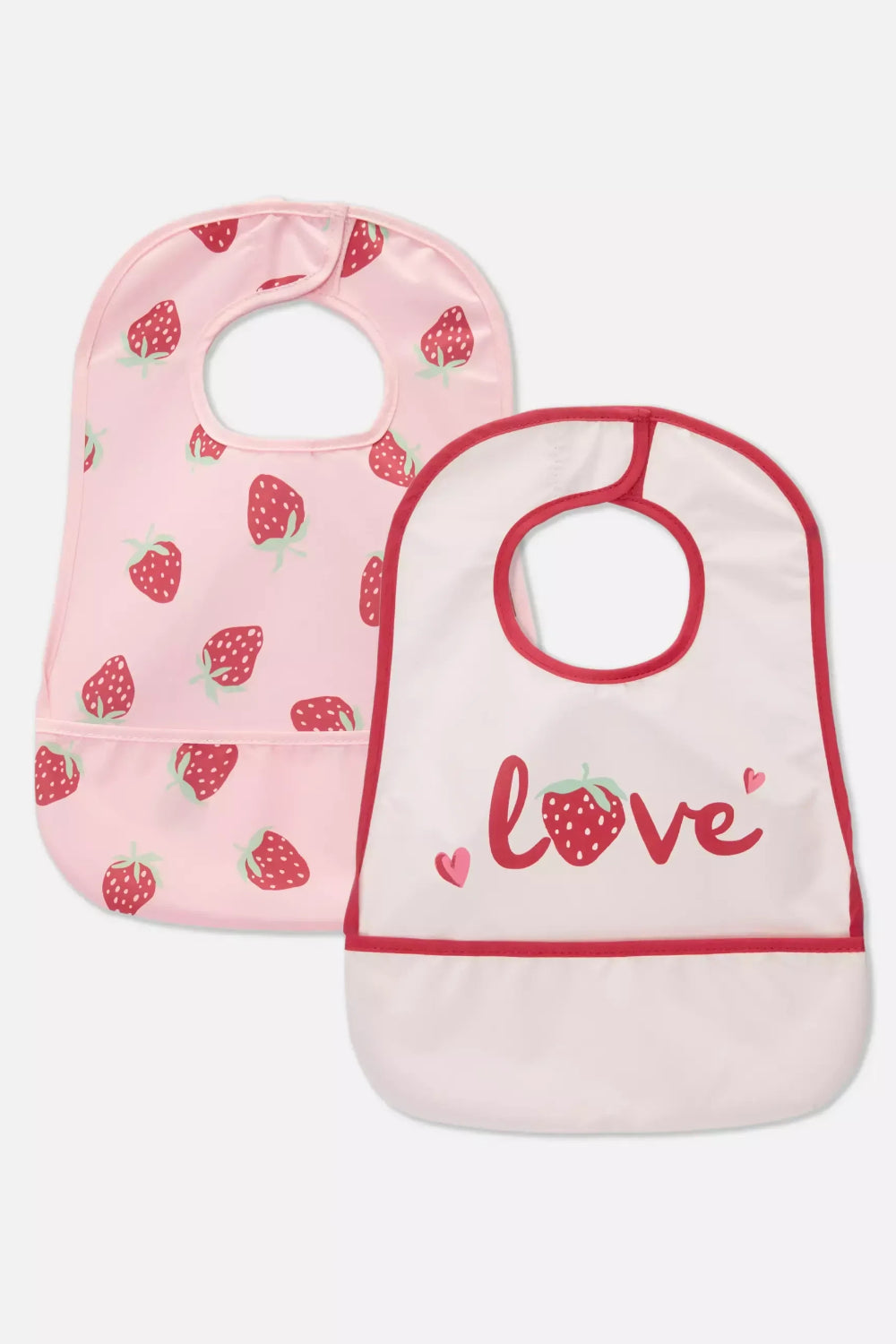 Pack of 2 wipeable bibs with pocket - Strawberries