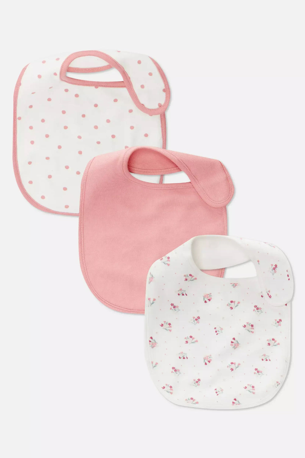 Pack of 3 Dribble bibs - pink flory