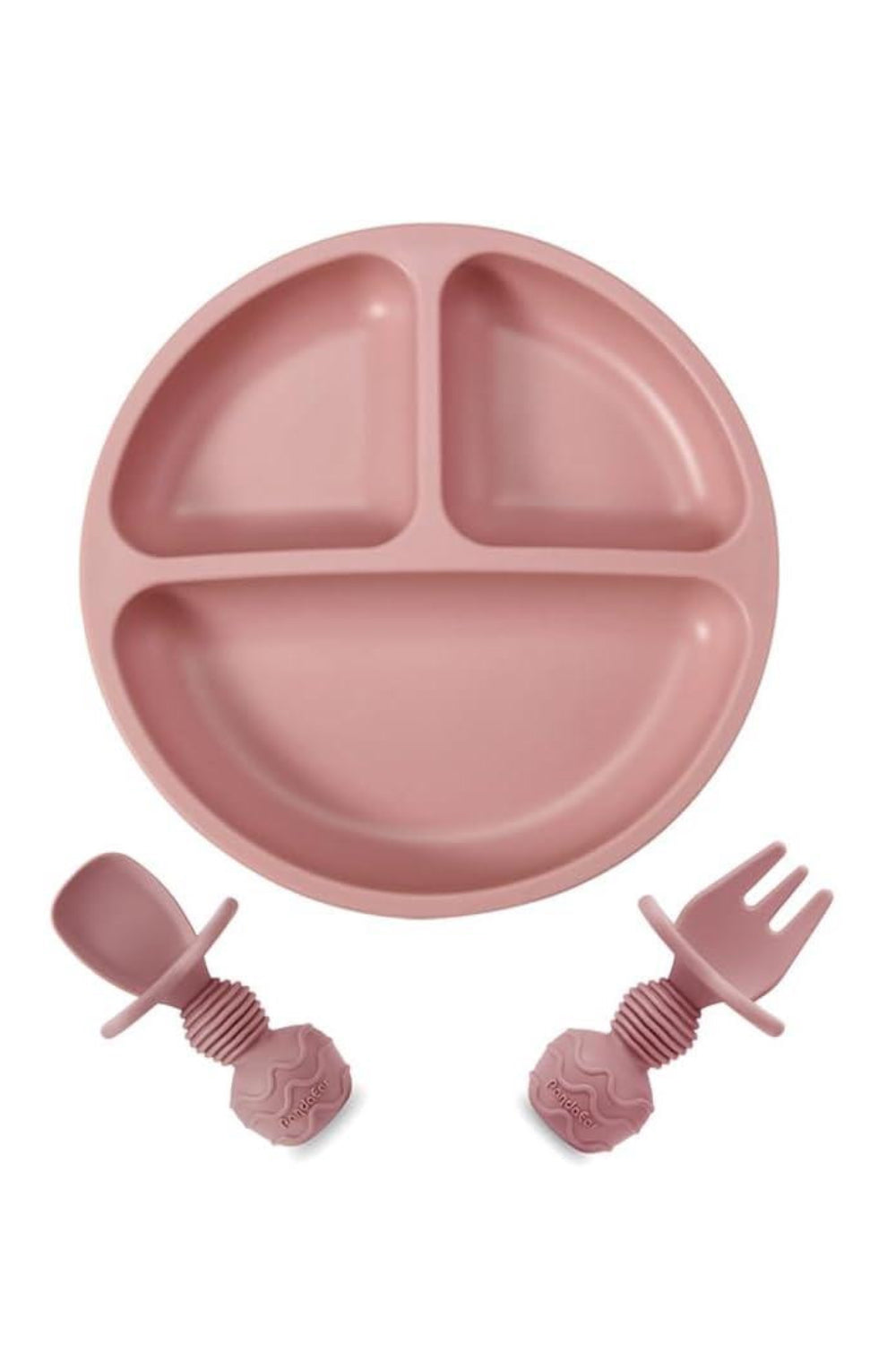 3 pieces set - Divided Suction Plate with Spoon & Fork