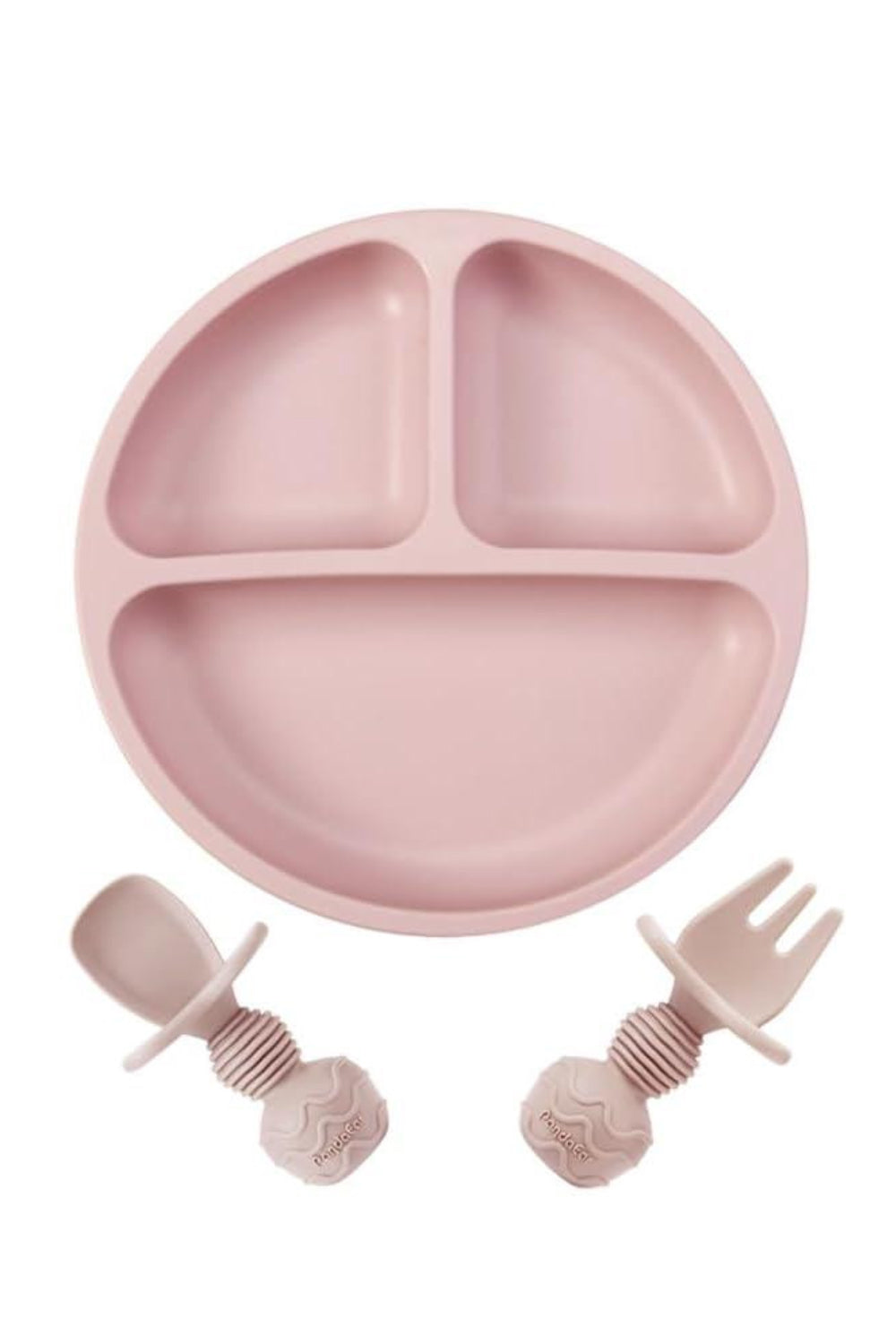 3 pieces set - Divided Suction Plate with Spoon & Fork