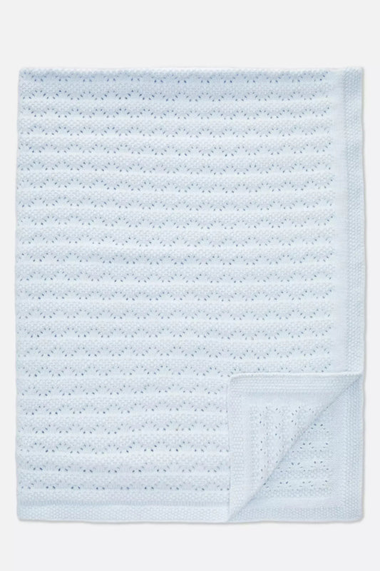 Pointelle knit baby blanket - Blue