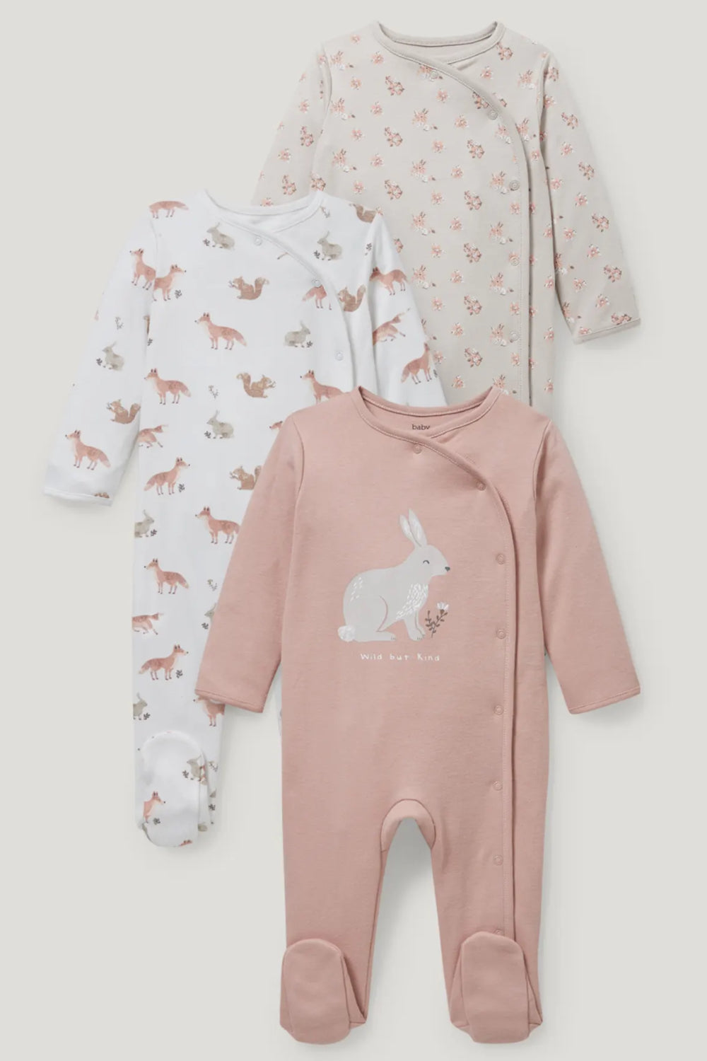 Pack of 3 baby Sleepsuits - Bunny