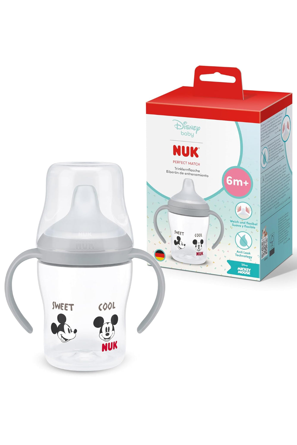 NUK Perfect Match Learning Bottle - Gray Mickey Mouse