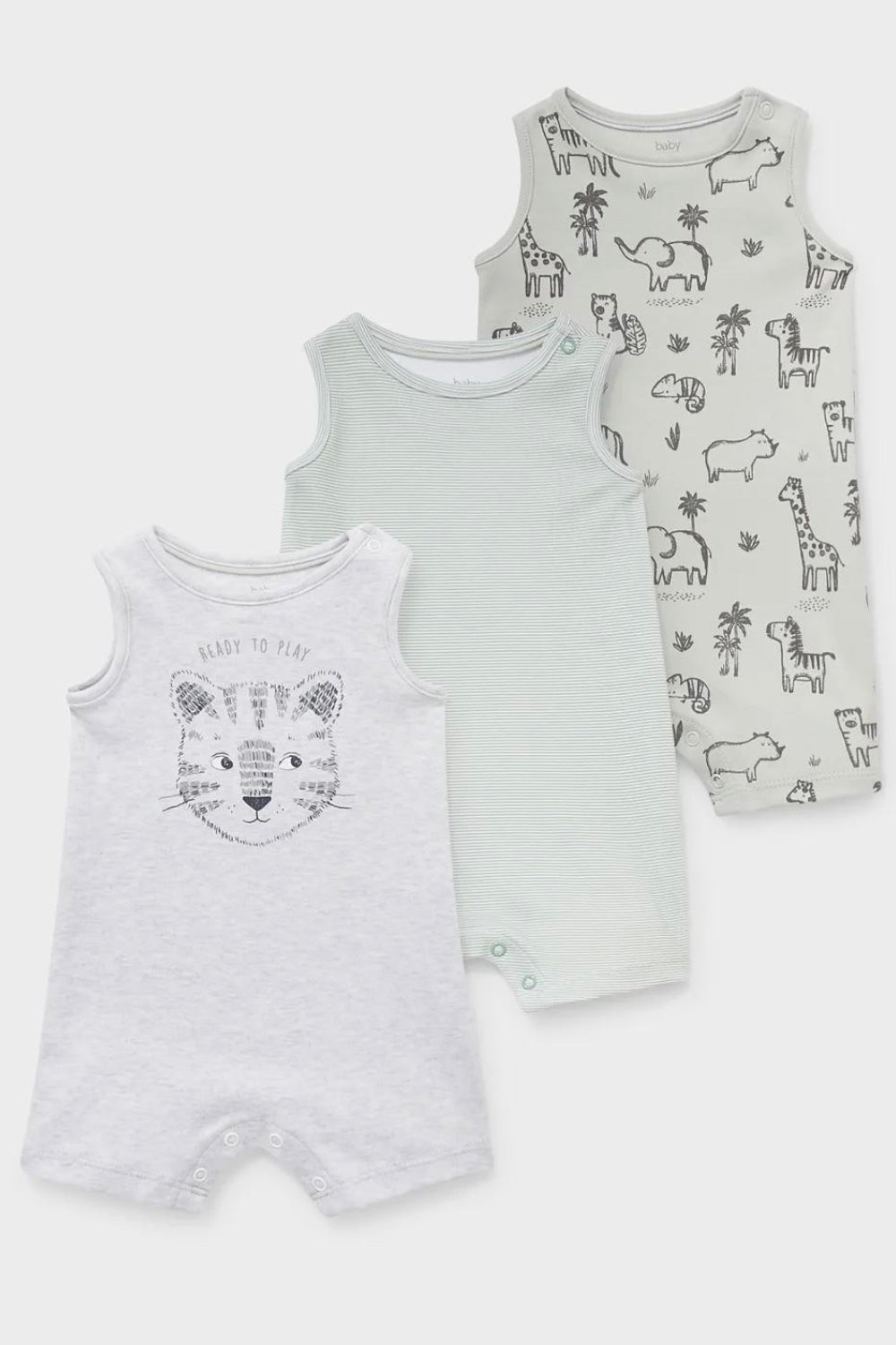 Pack of 3 Rompers - Cute Jungle