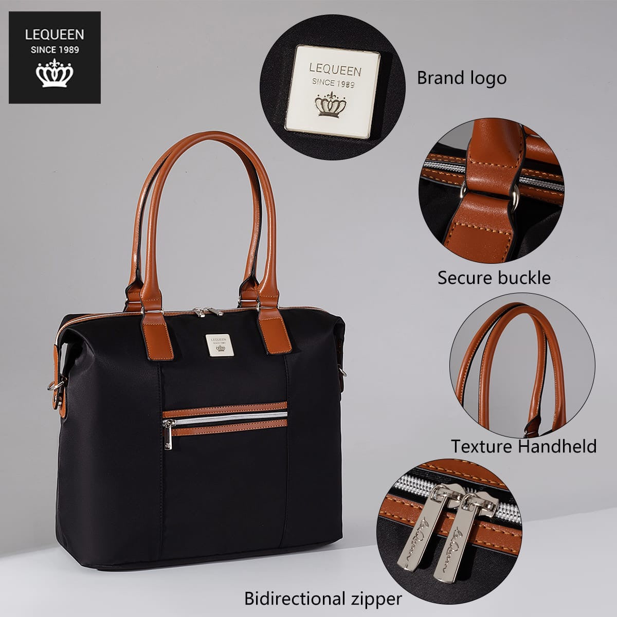 Lequeen Diamond 7TH Edition Waterproof Original Mommy Bag – Shoulder Black - Black