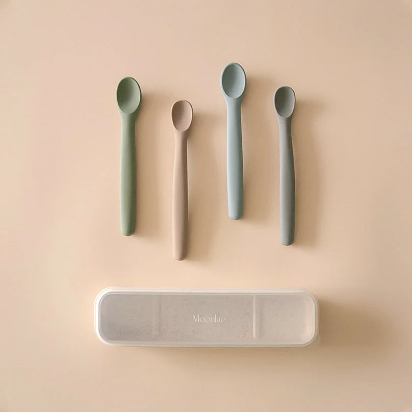 Silicone Baby Spoons, Set of 4, Soft Tip - Earthy Harmony