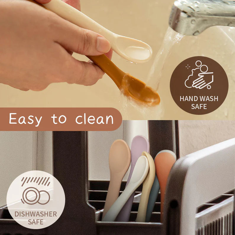 Silicone Baby Spoons, Set of 4, Soft Tip - Earthy Harmony