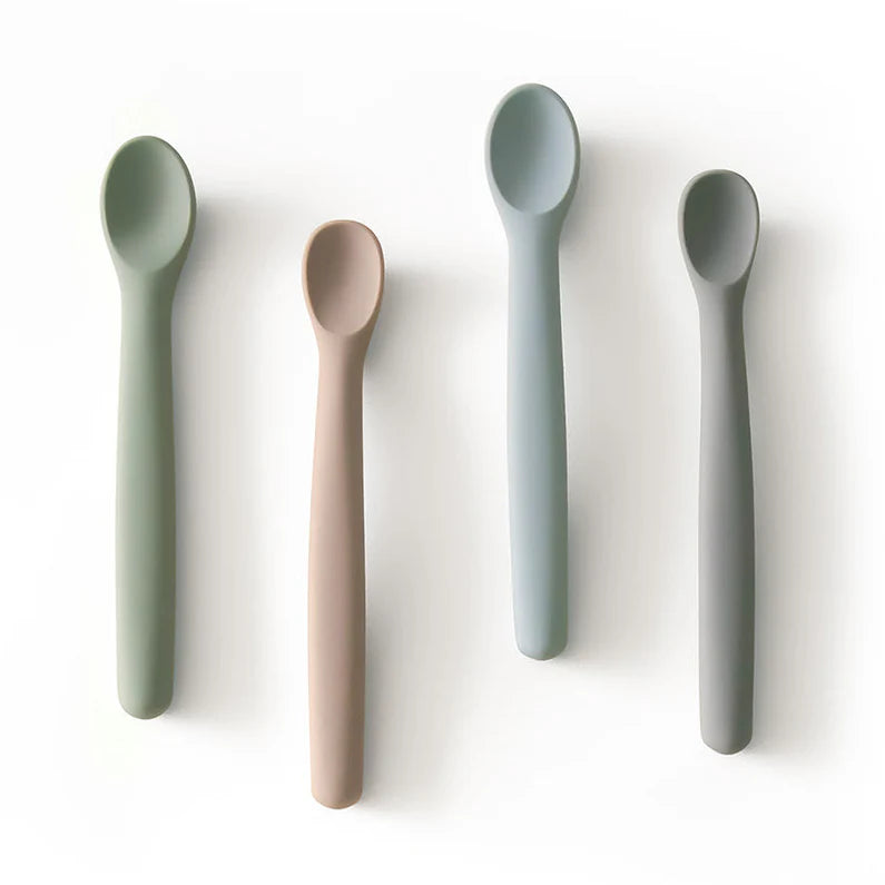 Silicone Baby Spoons, Set of 4, Soft Tip - Earthy Harmony
