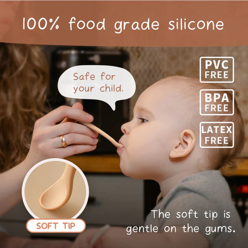 Silicone Baby Spoons, Set of 4, Soft Tip - Earthy Harmony