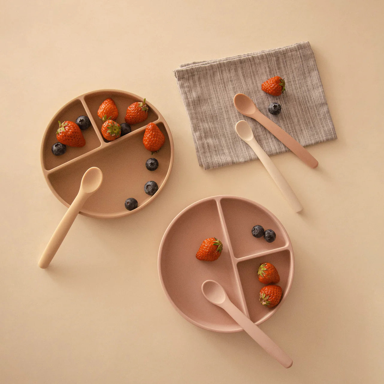 Silicone Baby Spoons, Set of 4, Soft Tip - Earthy Harmony