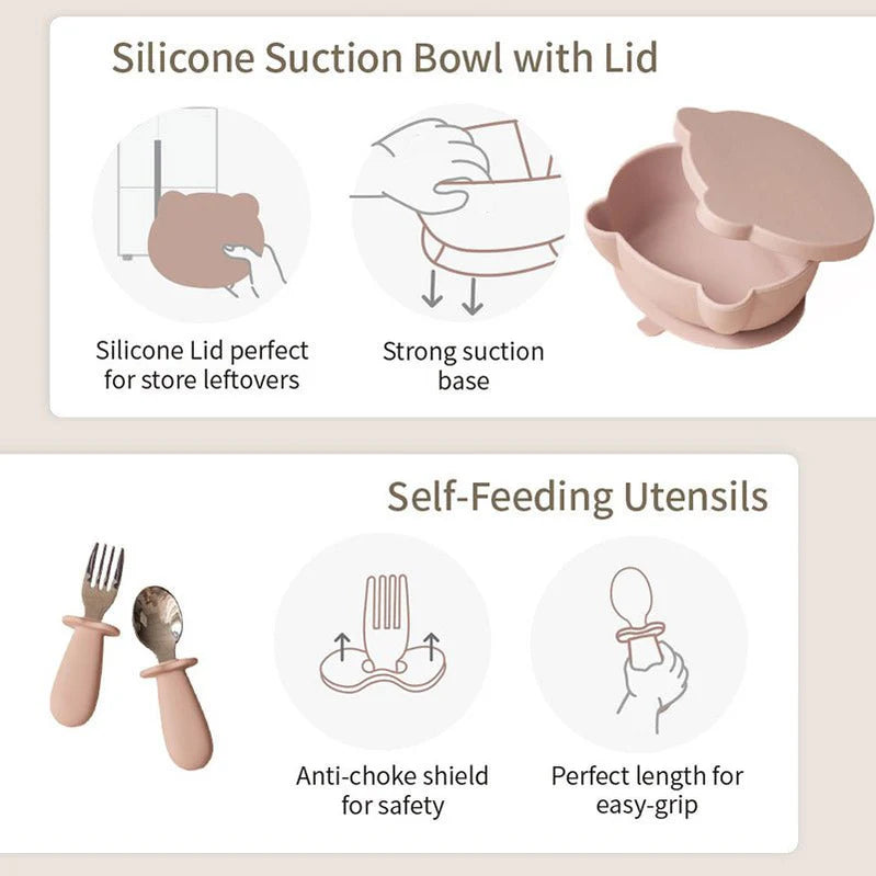 Baby Suction Bowl Set - Pink