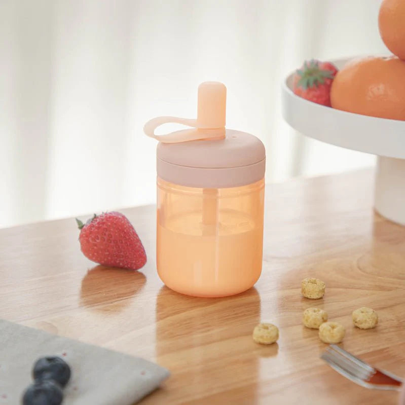 Silicone Training Cup with Straw - Blush