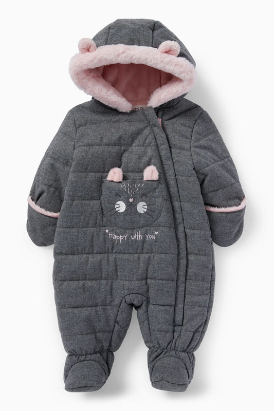 Kitten snowsuit with hood