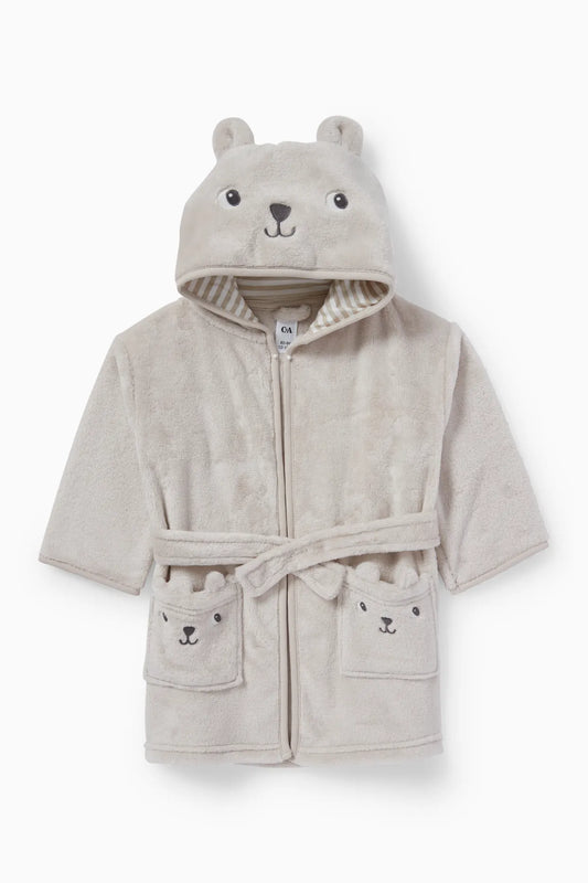 Bear baby robe with hood