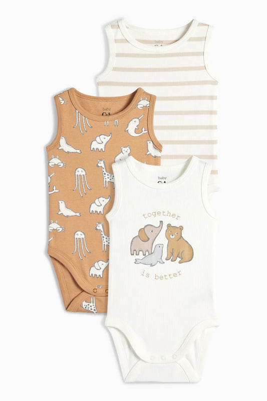 Pack of 3 bodysuits - Animals - Together is better