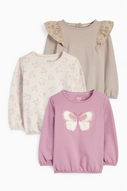 Pack of 3 butterfly and flowers sweatshirts