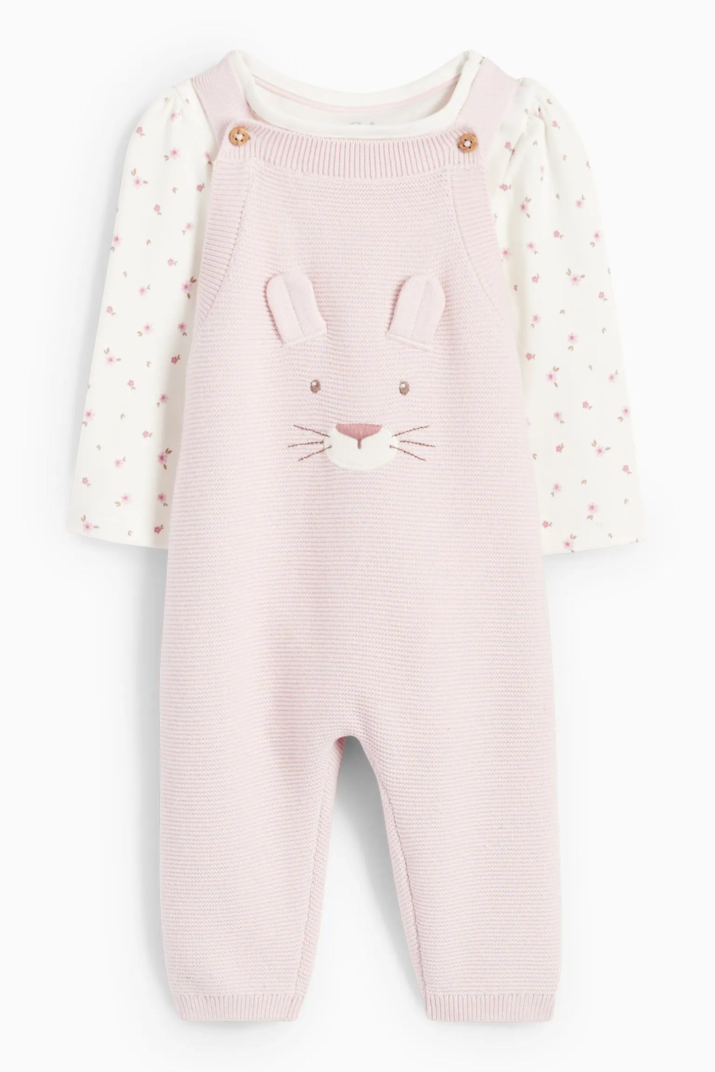 Bunny rabbit 2 pieces knitted dungarees set