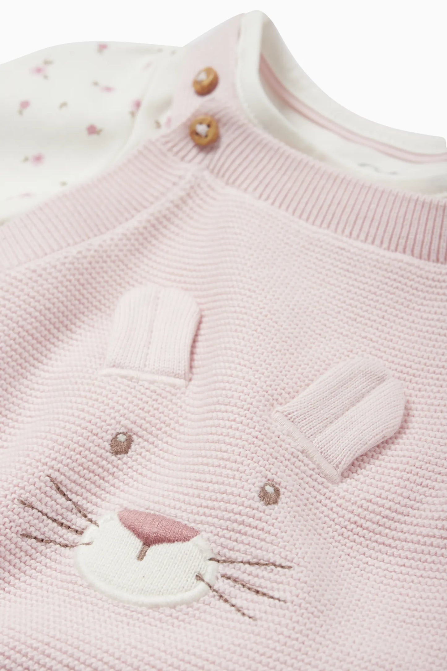 Bunny rabbit 2 pieces knitted dungarees set