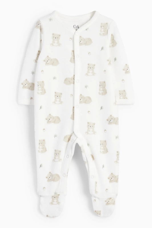 Teddy bear velour Sleepsuit