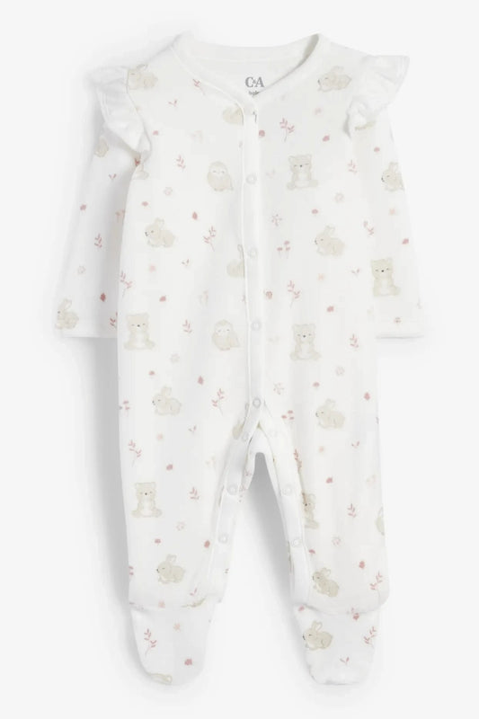 Forest animals velour sleepsuit