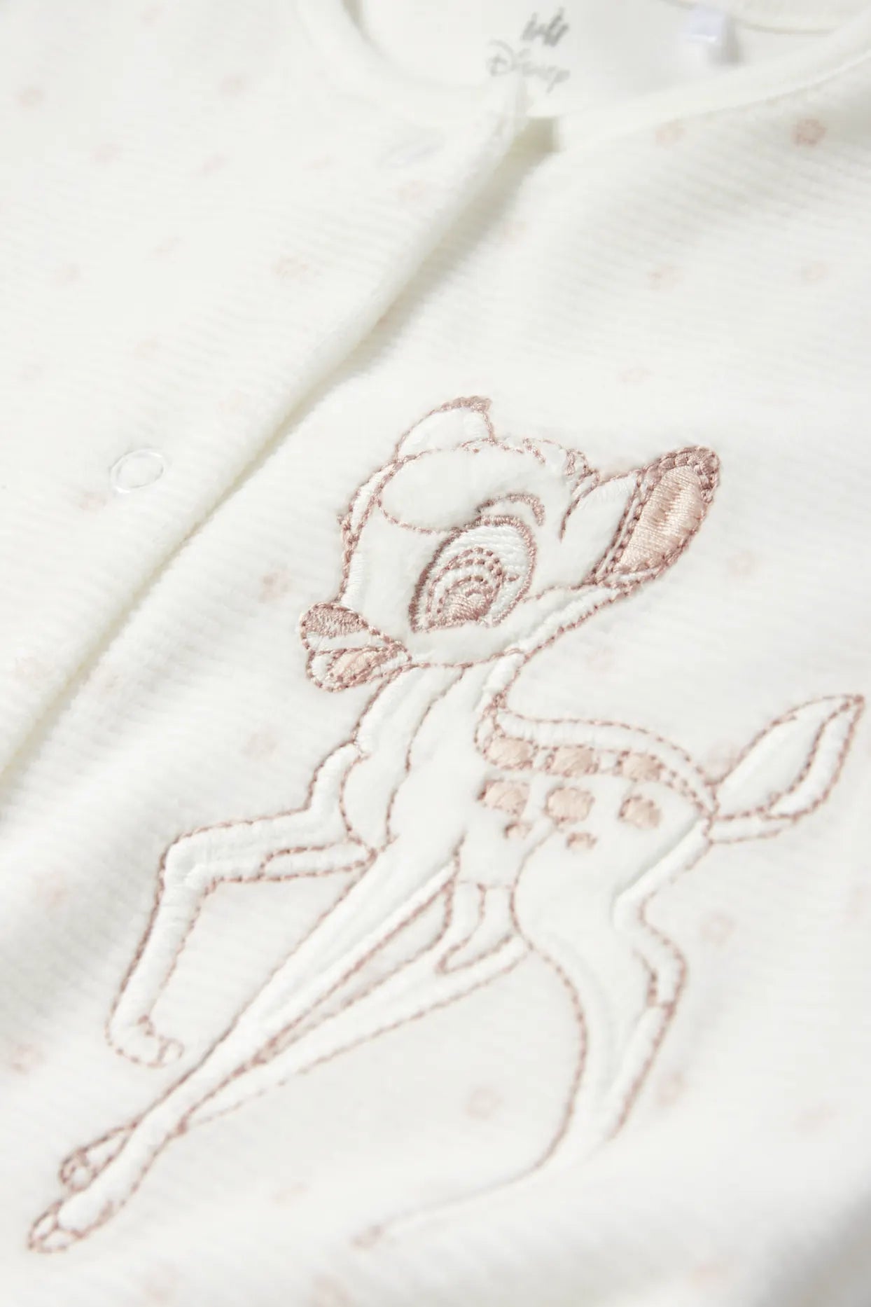 Bambi polka dot - ribbed velour sleepsuit